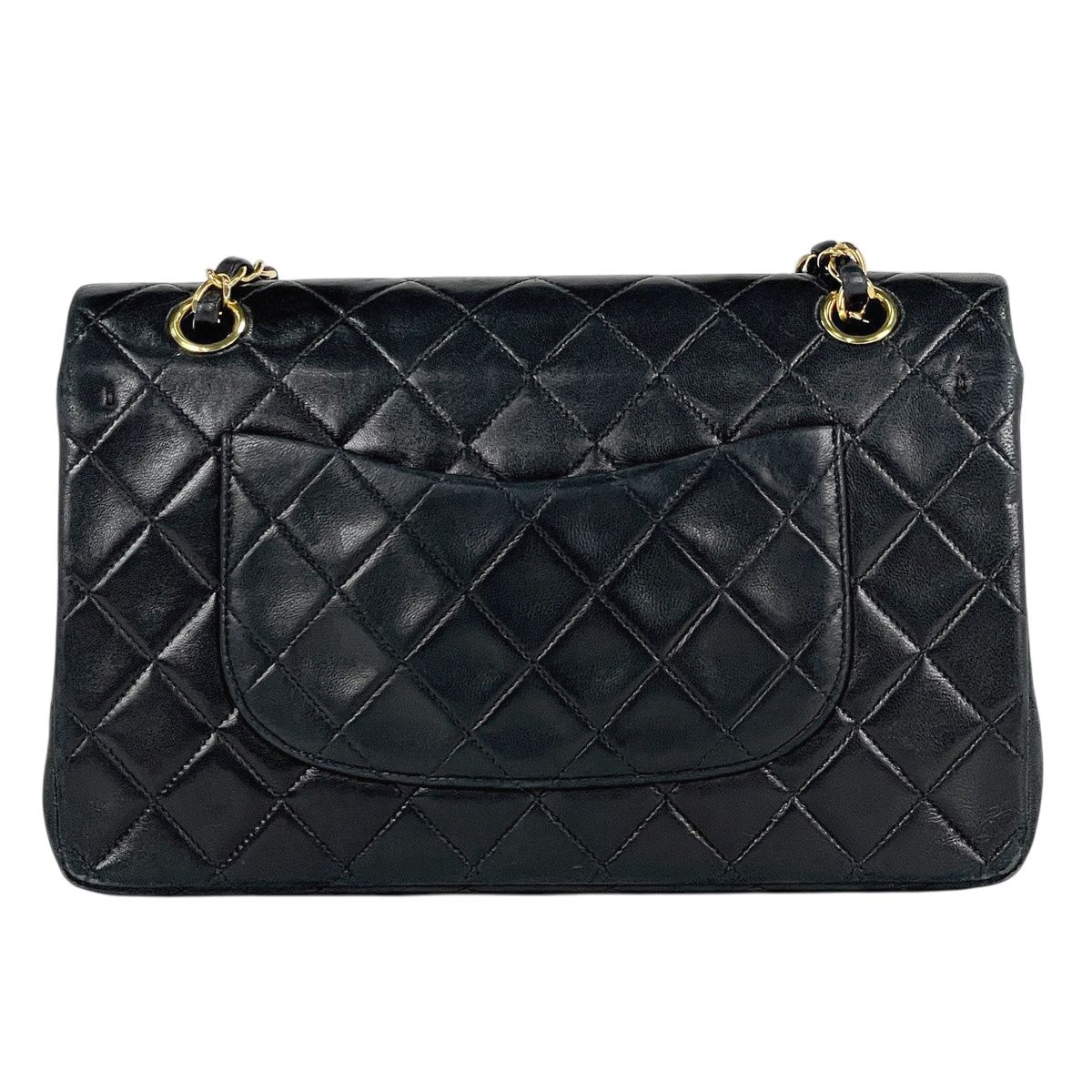 Chanel Quilted Double Flap Chain Shoulder Bag CC Logo Leather Black