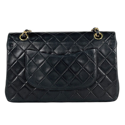 Chanel Quilted Double Flap Chain Shoulder Bag CC Logo Leather Black