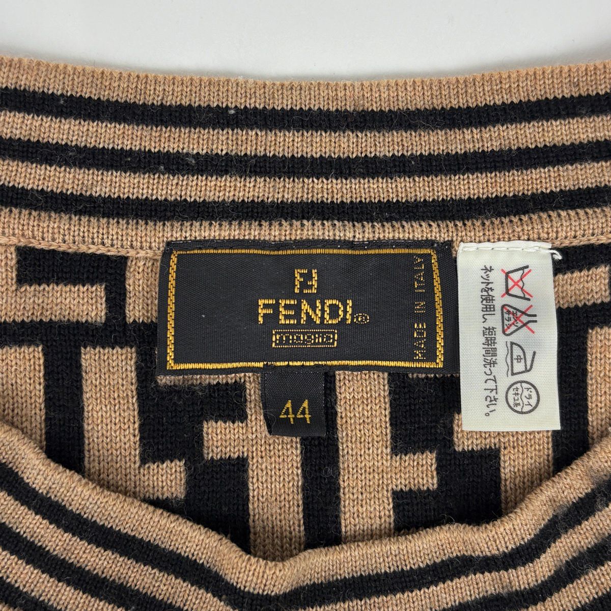 Fendi Zucca Pattern Sweater Tunic Top Wool Brown