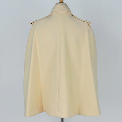 Gucci Logo Button Coat Yuko Higuchi Poncho Outer Wool Nylon Cream