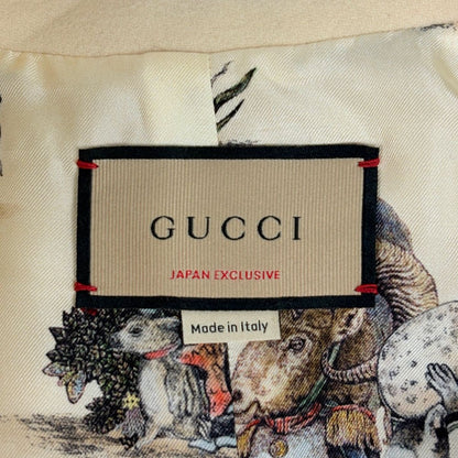 Gucci Logo Button Coat Yuko Higuchi Poncho Outer Wool Nylon Cream