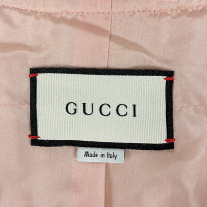 Gucci Logo Button Collarless Jacket Cotton Nylon Rayon Green Black