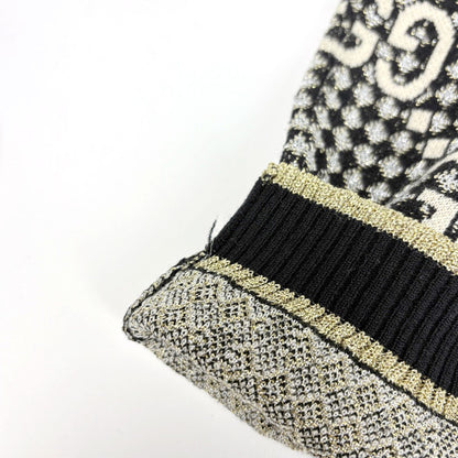 Gucci GG Pattern Cardigan Lame Top Wool Rayon Black Gold