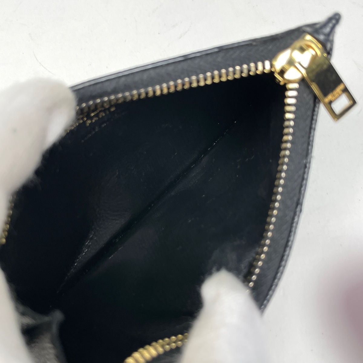 Saint Laurent Monogram Lambskin Fragment Zip Card Case Leather Black