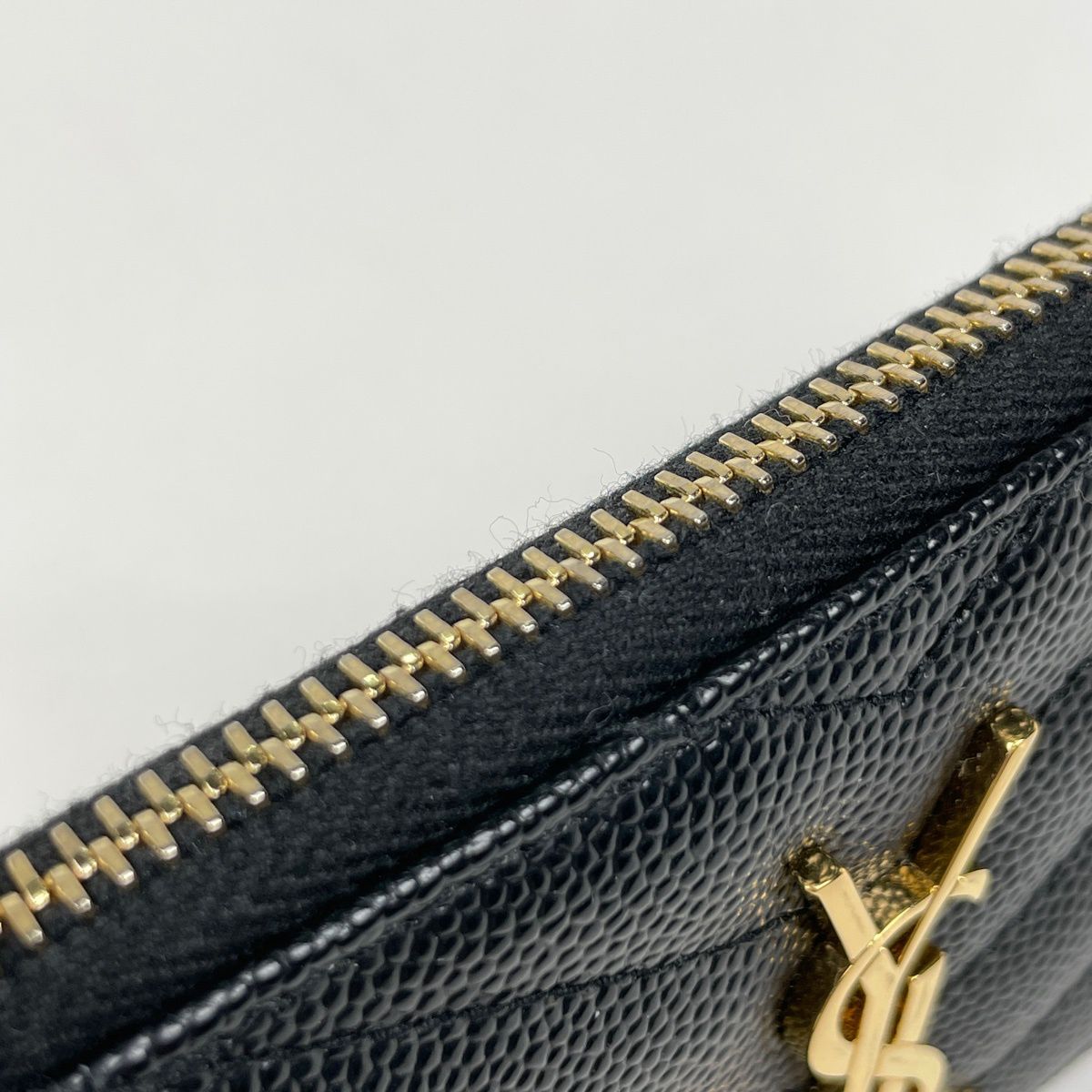 Saint Laurent Monogram Lambskin Fragment Zip Card Case Leather Black