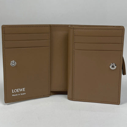 Loewe Duet Compact Wallet Bifold Smooth Leather Mocha