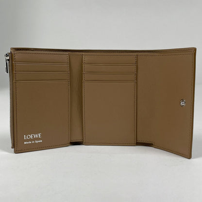 Loewe Vertical Wallet Small Trifold Smooth Leather Mocha