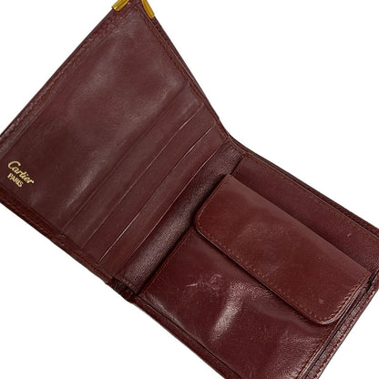 Cartier Bifold Wallet Must Have Line Bordeaux Leather