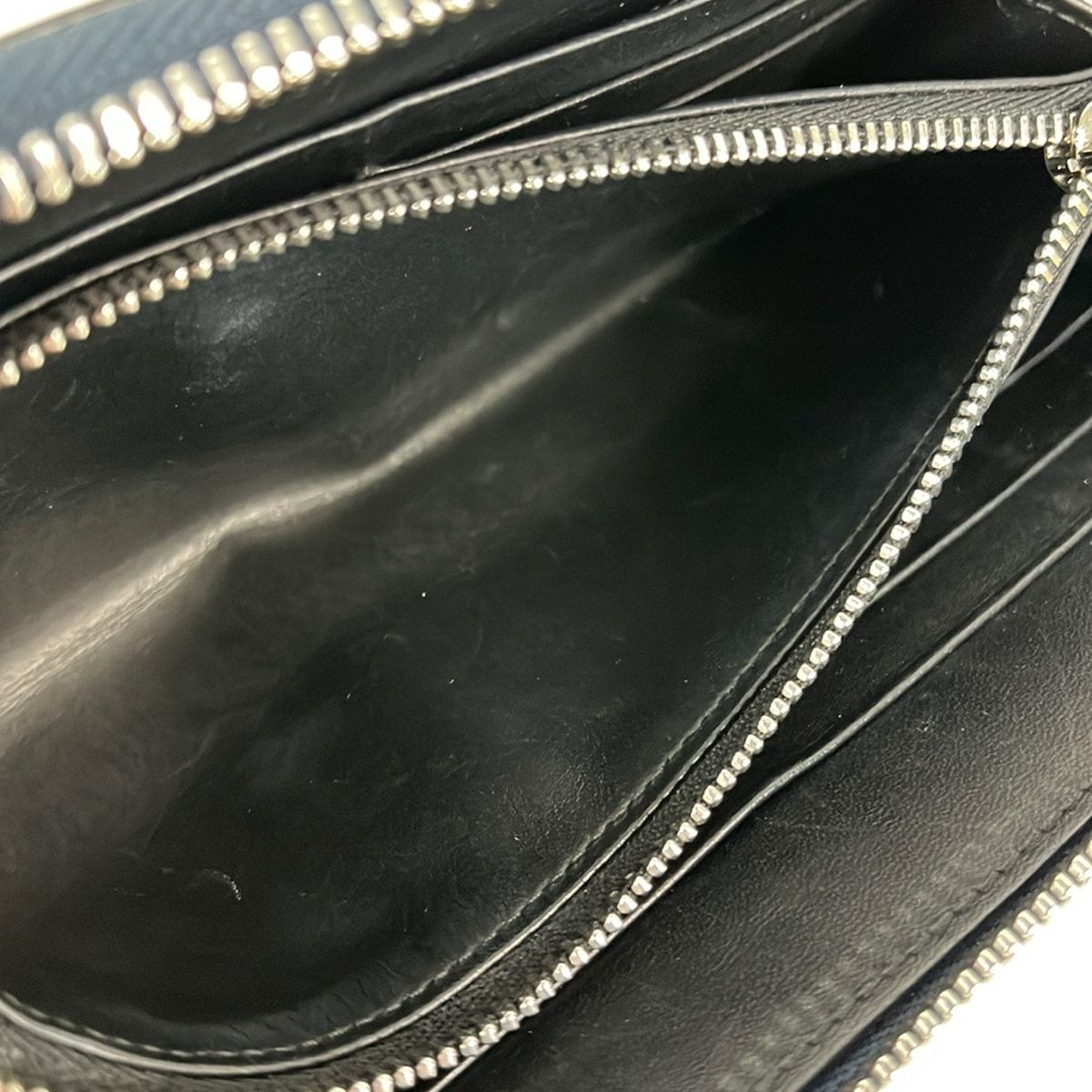 Loewe Wallet Repeat Zip Around Anag Lambskin Pattern Navy Embossed Leather