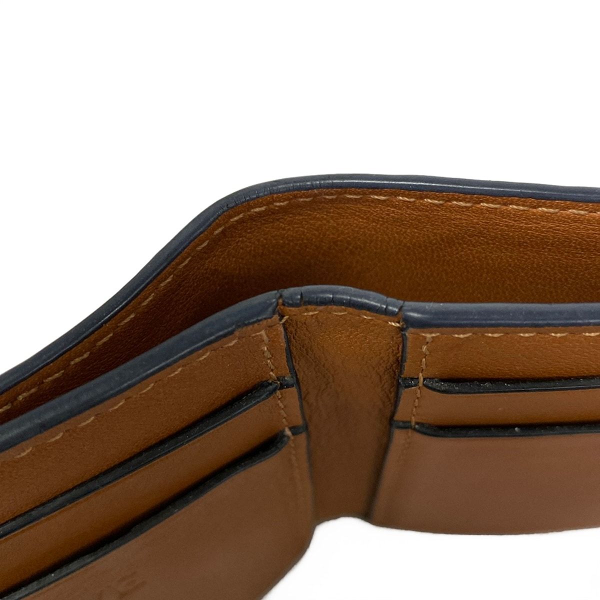 Loewe Trifold Wallet Anag Lambskin Gray Beige Brown Leather