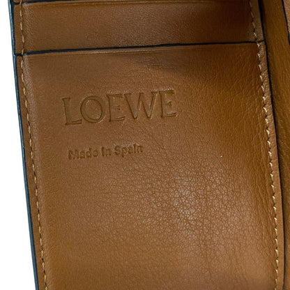 Loewe Trifold Wallet Anag Lambskin Gray Beige Brown Leather