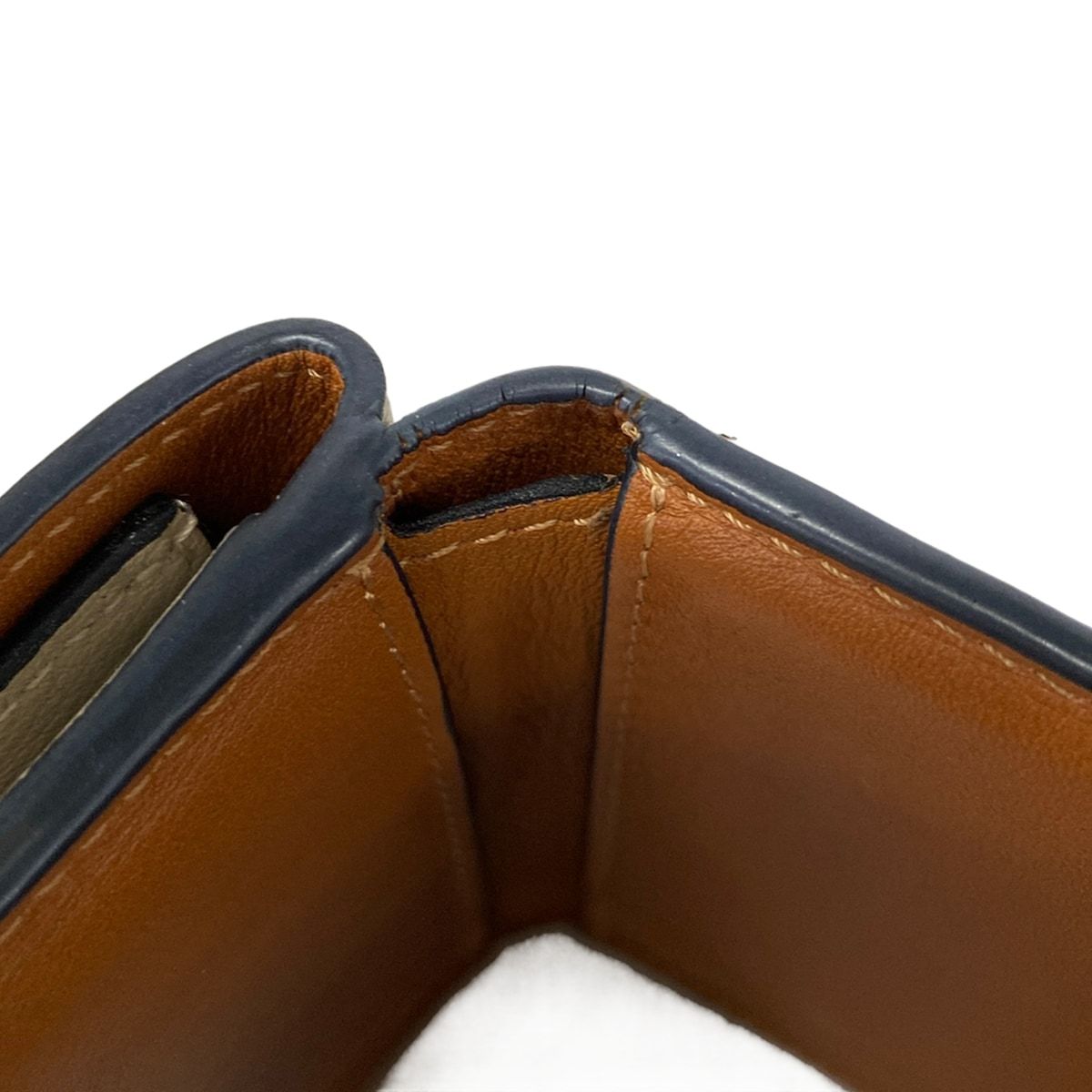 Loewe Trifold Wallet Anag Lambskin Gray Beige Brown Leather