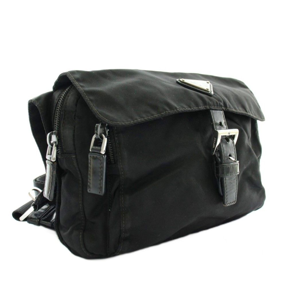 Prada Shoulder Bag Nylon Logo Triangle Plate Black