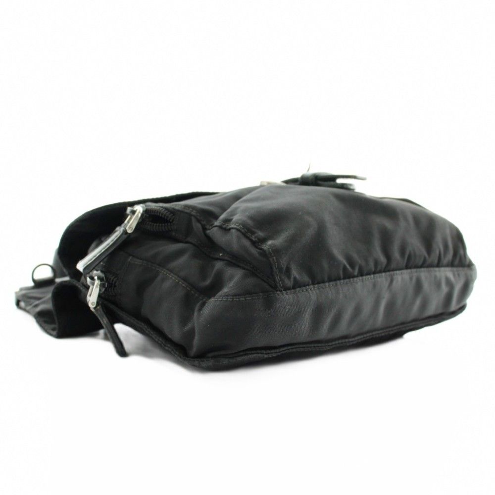 Prada Shoulder Bag Nylon Logo Triangle Plate Black