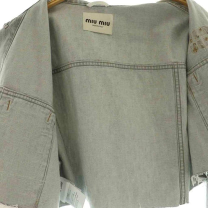 Miu Miu Miu Denim Jacket Cotton 36 Gray NR