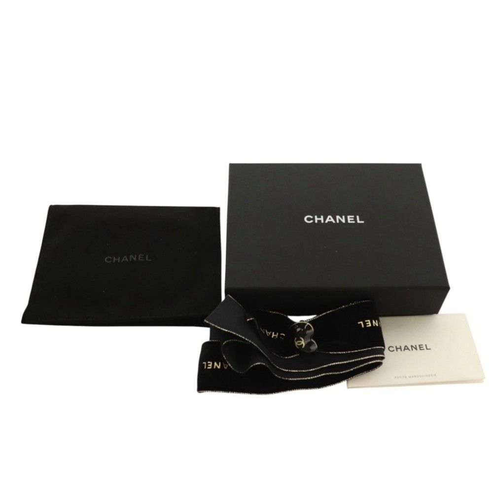 Chanel CC Logo Small Zip Wallet Gray Calfskin Caviar Quilted Black