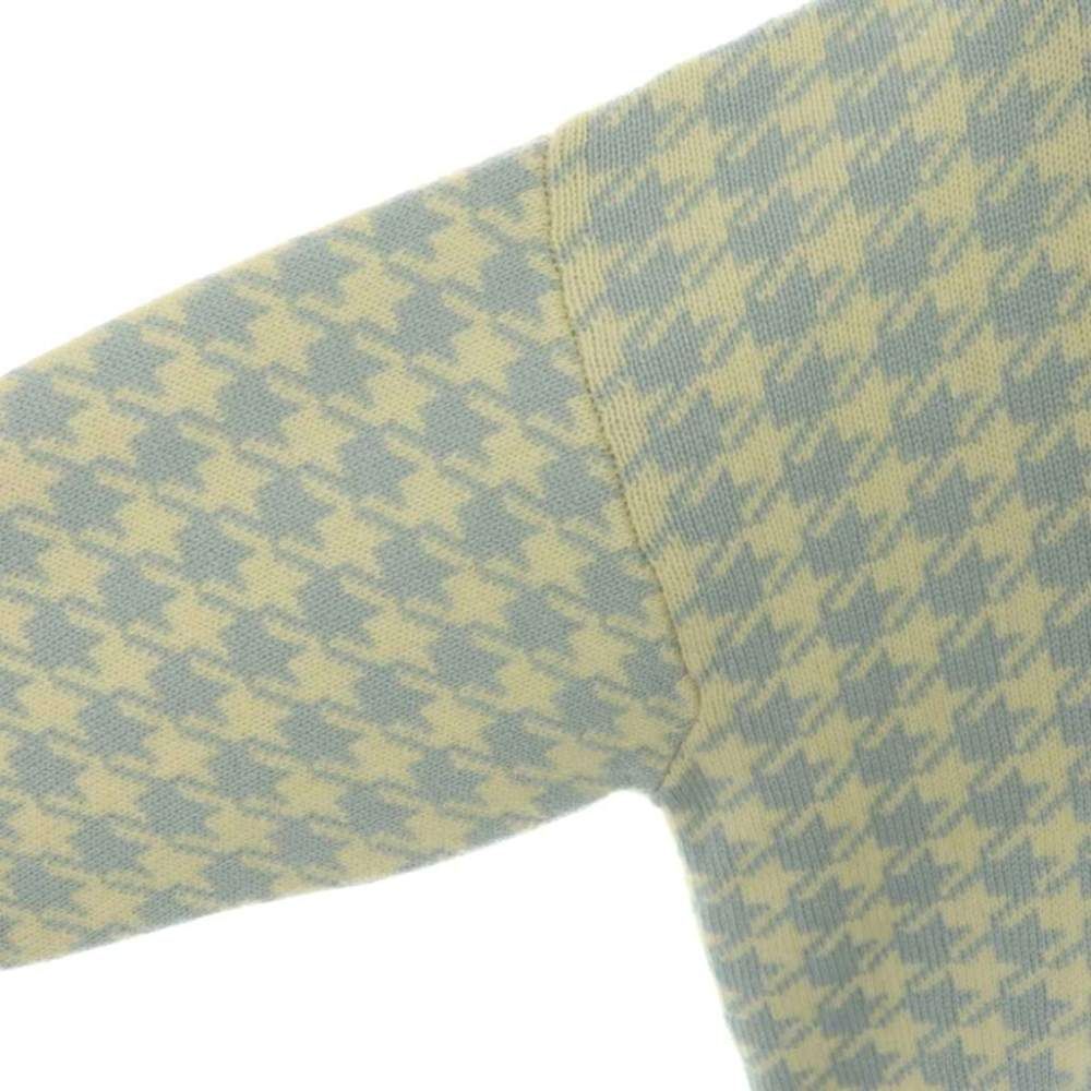 Miu Miu Miu Cashmere Logo Embroidery Houndstooth Cardigan Knit Long Sleeve 38