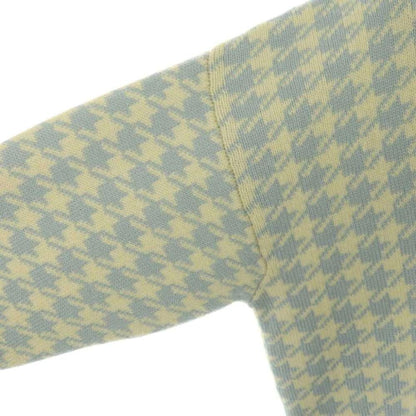 Miu Miu Miu Cashmere Logo Embroidery Houndstooth Cardigan Knit Long Sleeve 38