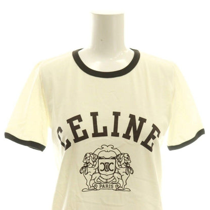 Celine Blason T-Shirt Logo XS Off White Brown CX