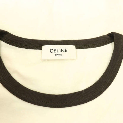Celine Blason T-Shirt Logo XS Off White Brown CX