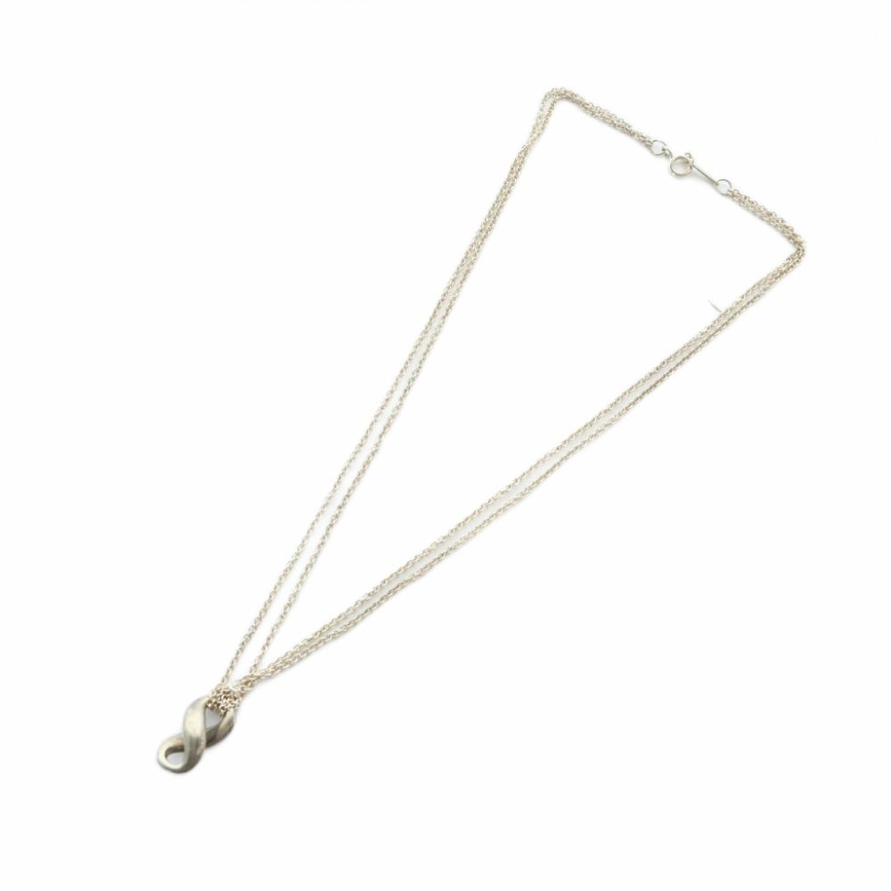 Tiffany & Co Infinity Double Chain Necklace Pendant Silver