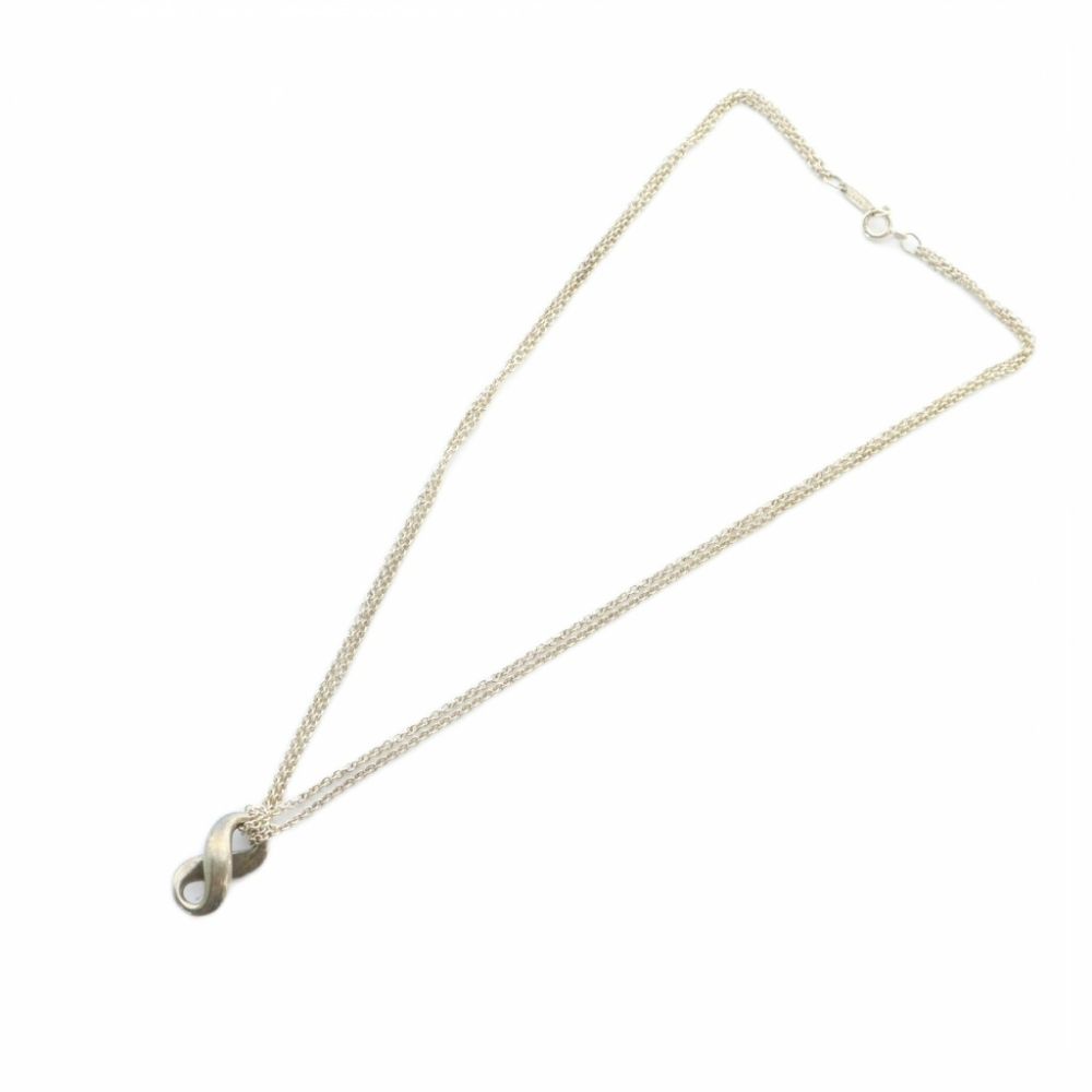 Tiffany & Co Infinity Double Chain Necklace Pendant Silver