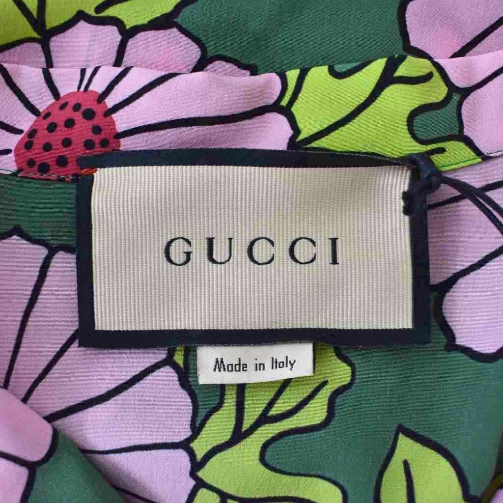 Gucci Ken Scott Floral Bowling Shirt Short Sleeve All Over Pattern 50 Pink