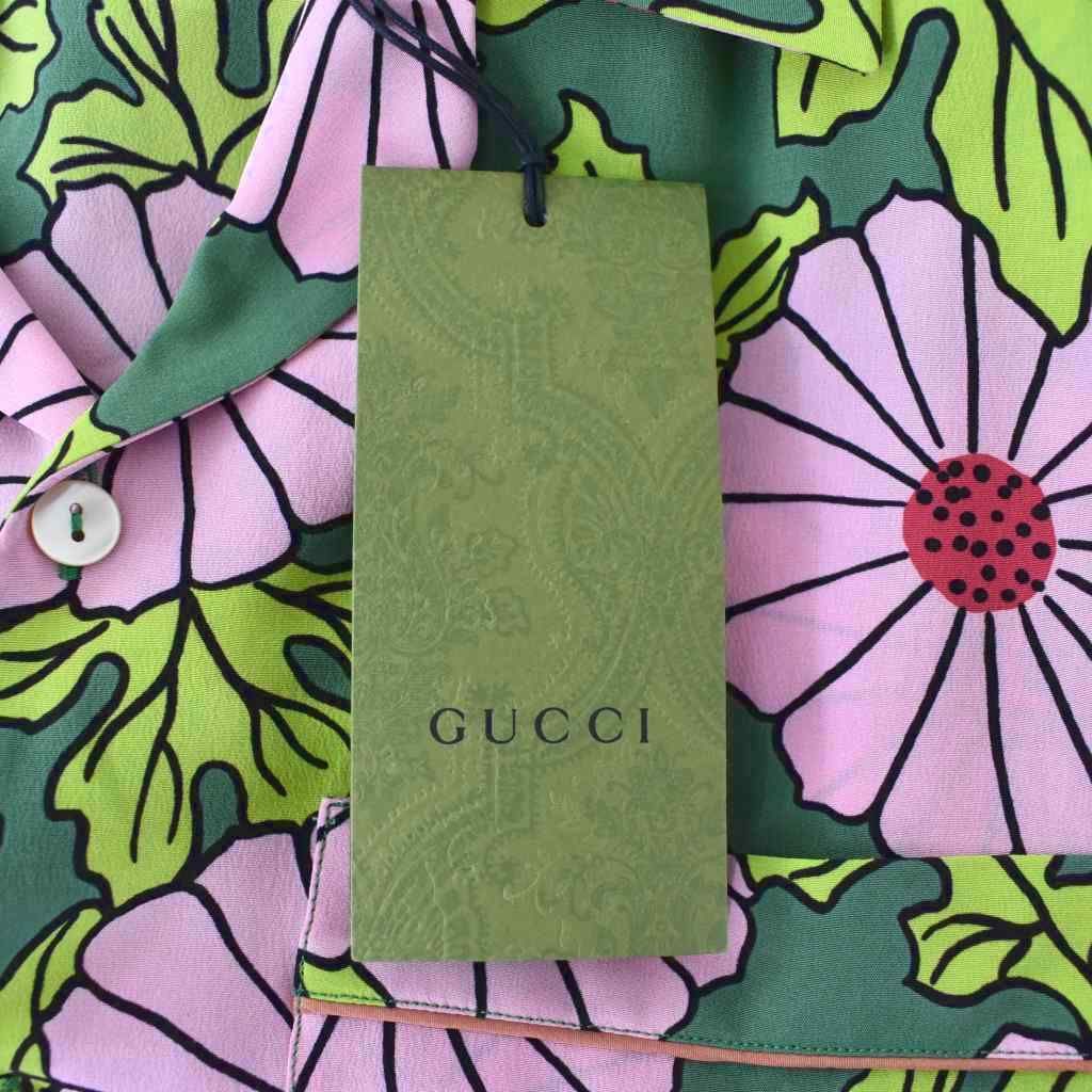 Gucci Ken Scott Floral Bowling Shirt Short Sleeve All Over Pattern 50 Pink