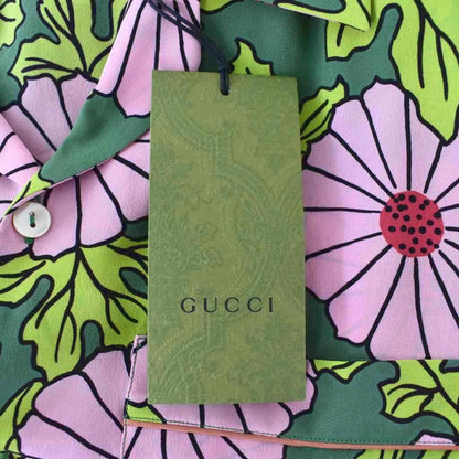 Gucci Ken Scott Floral Bowling Shirt Short Sleeve All Over Pattern 50 Pink