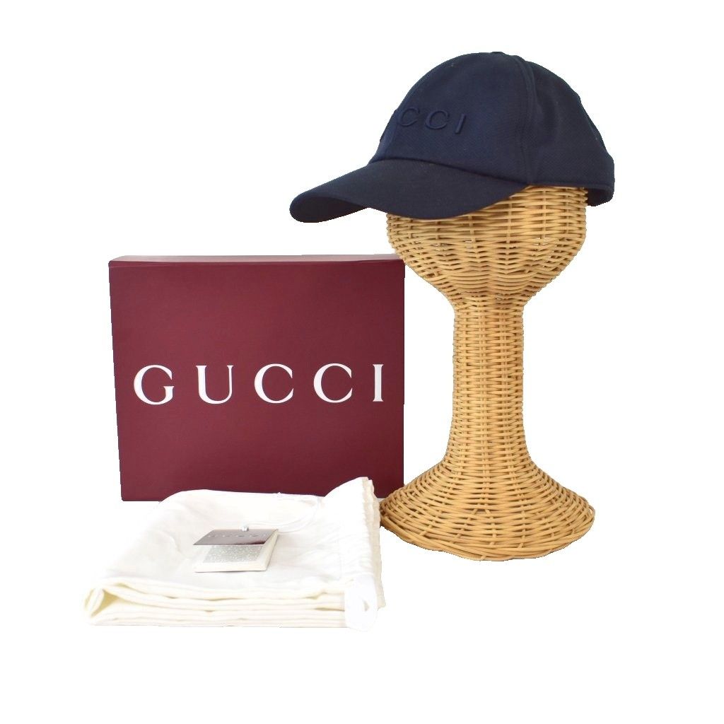 Gucci Hat Baseball Cap Logo Embroidery XL Navy