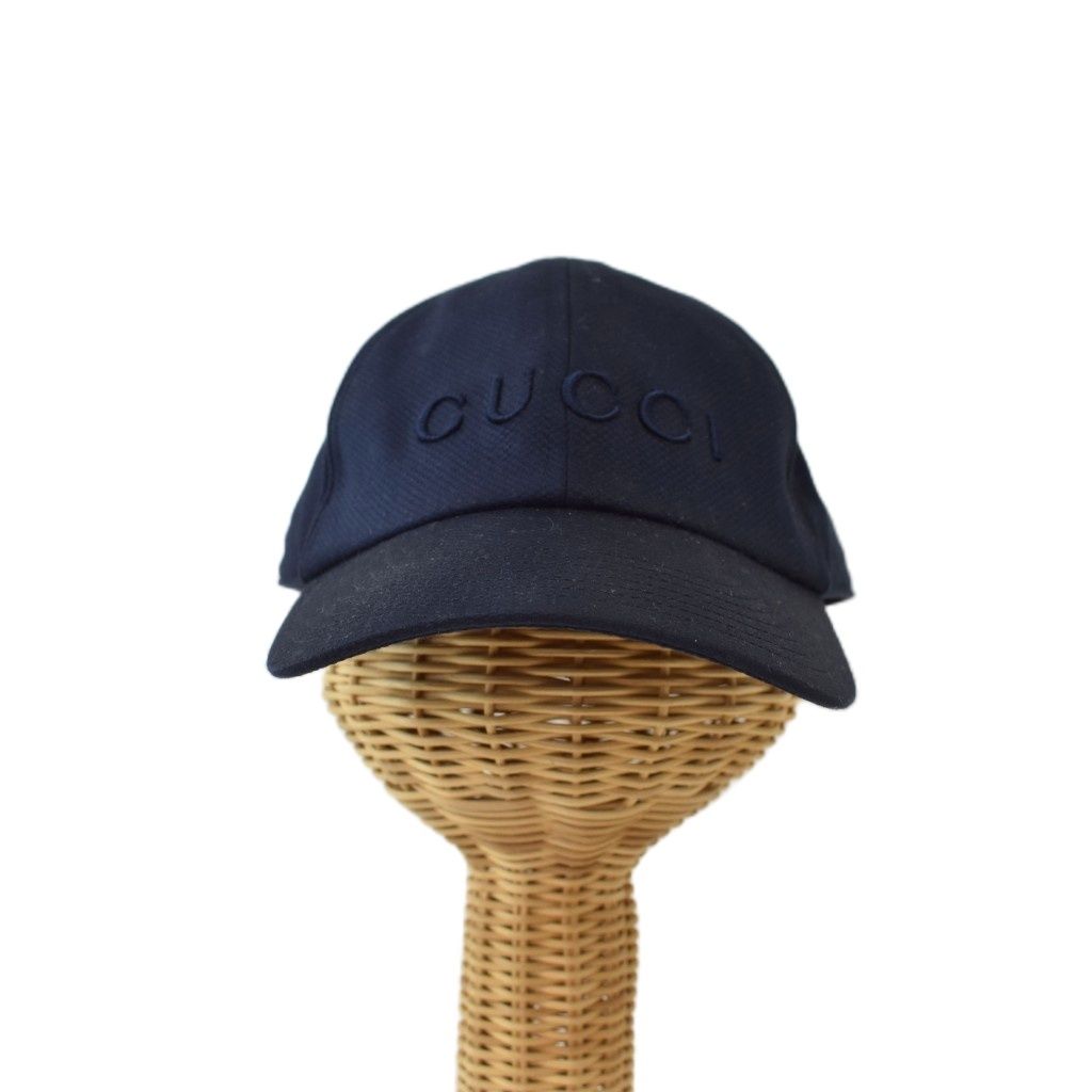Gucci Hat Baseball Cap Logo Embroidery XL Navy