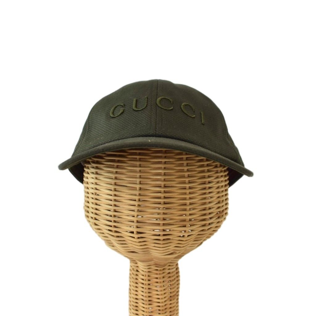 Gucci Hat Baseball Cap Logo Embroidery XL Khaki Green