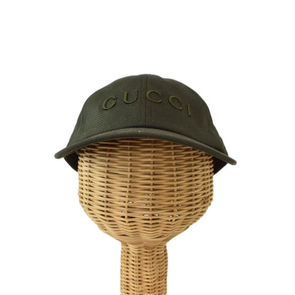 Gucci Hat Baseball Cap Logo Embroidery XL Khaki Green