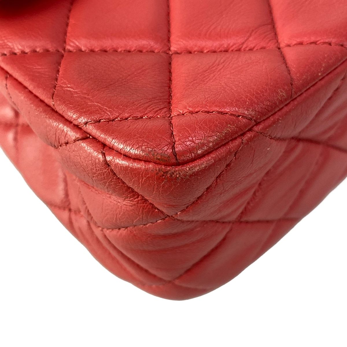 Chanel Shoulder Bag Mini Quilted Red Chain Gold Metal