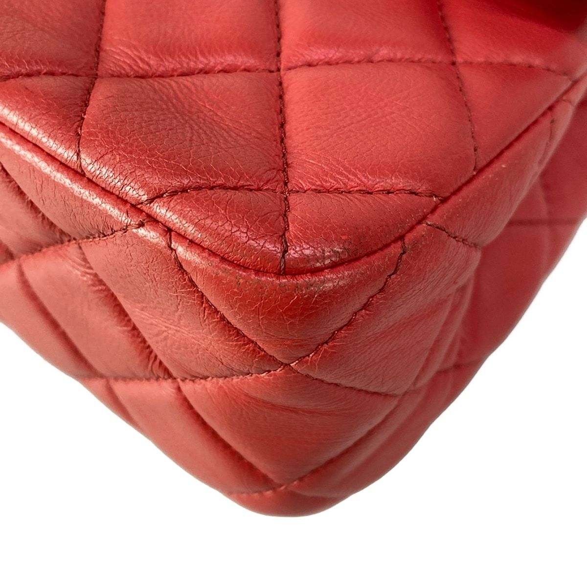 Chanel Shoulder Bag Mini Quilted Red Chain Gold Metal