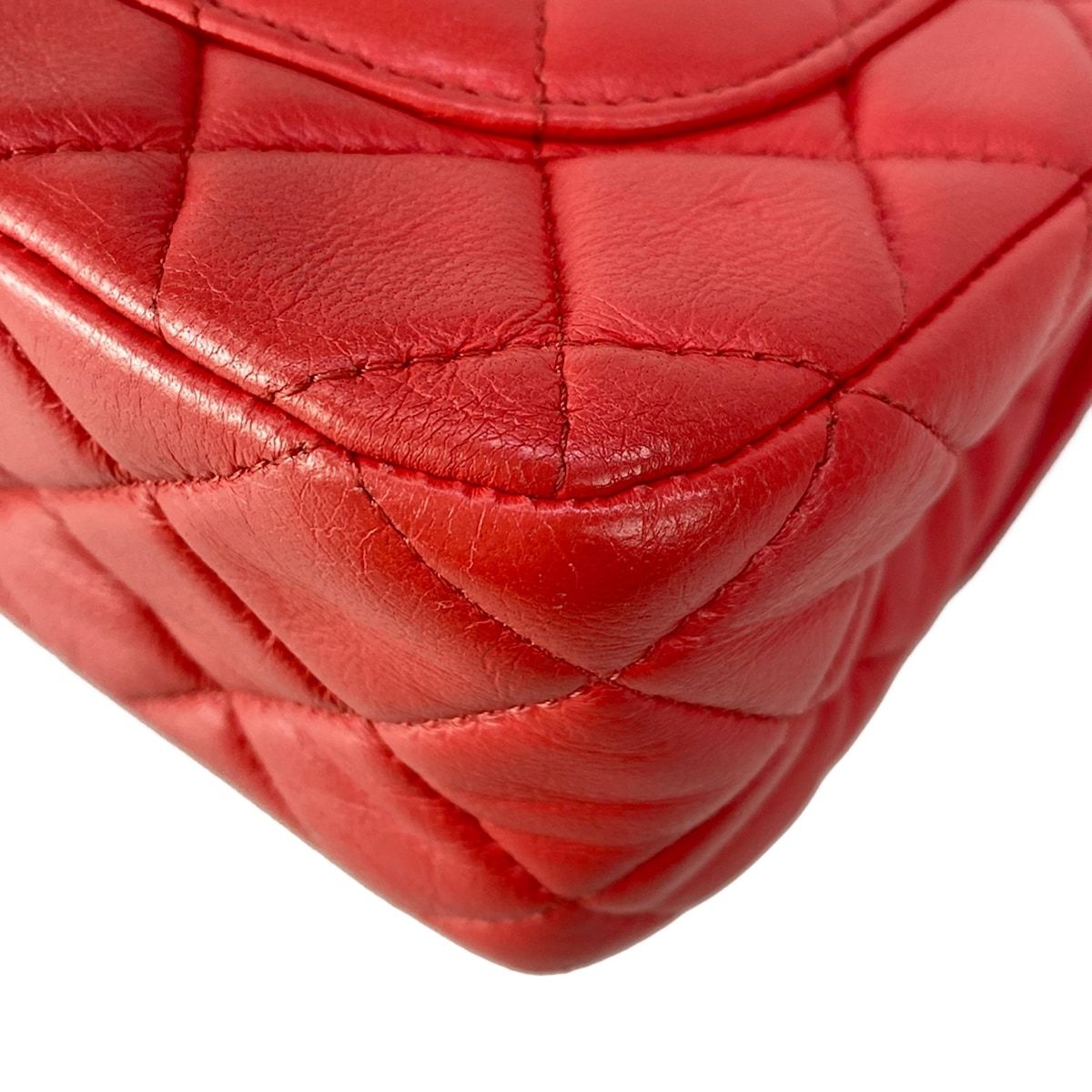 Chanel Shoulder Bag Mini Quilted Red Chain Gold Metal