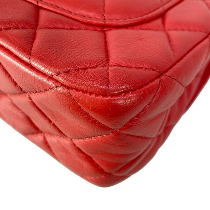 Chanel Shoulder Bag Mini Quilted Red Chain Gold Metal