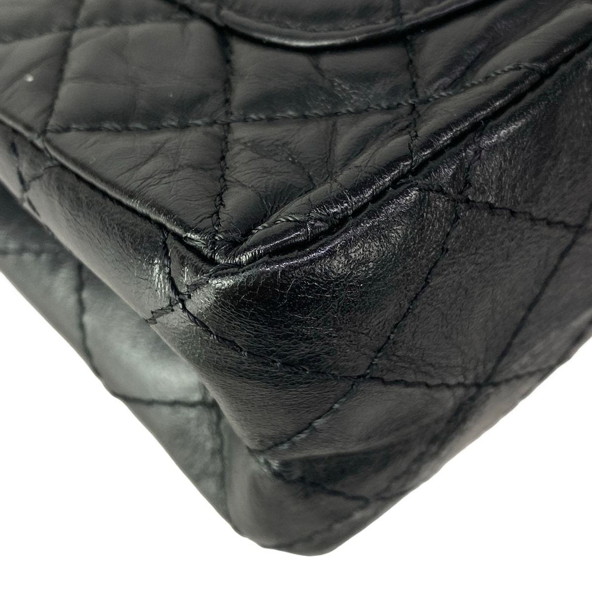 Chanel Shoulder Bag 2.55 Double Flap Quilted Icon Charm Black Gold Silver