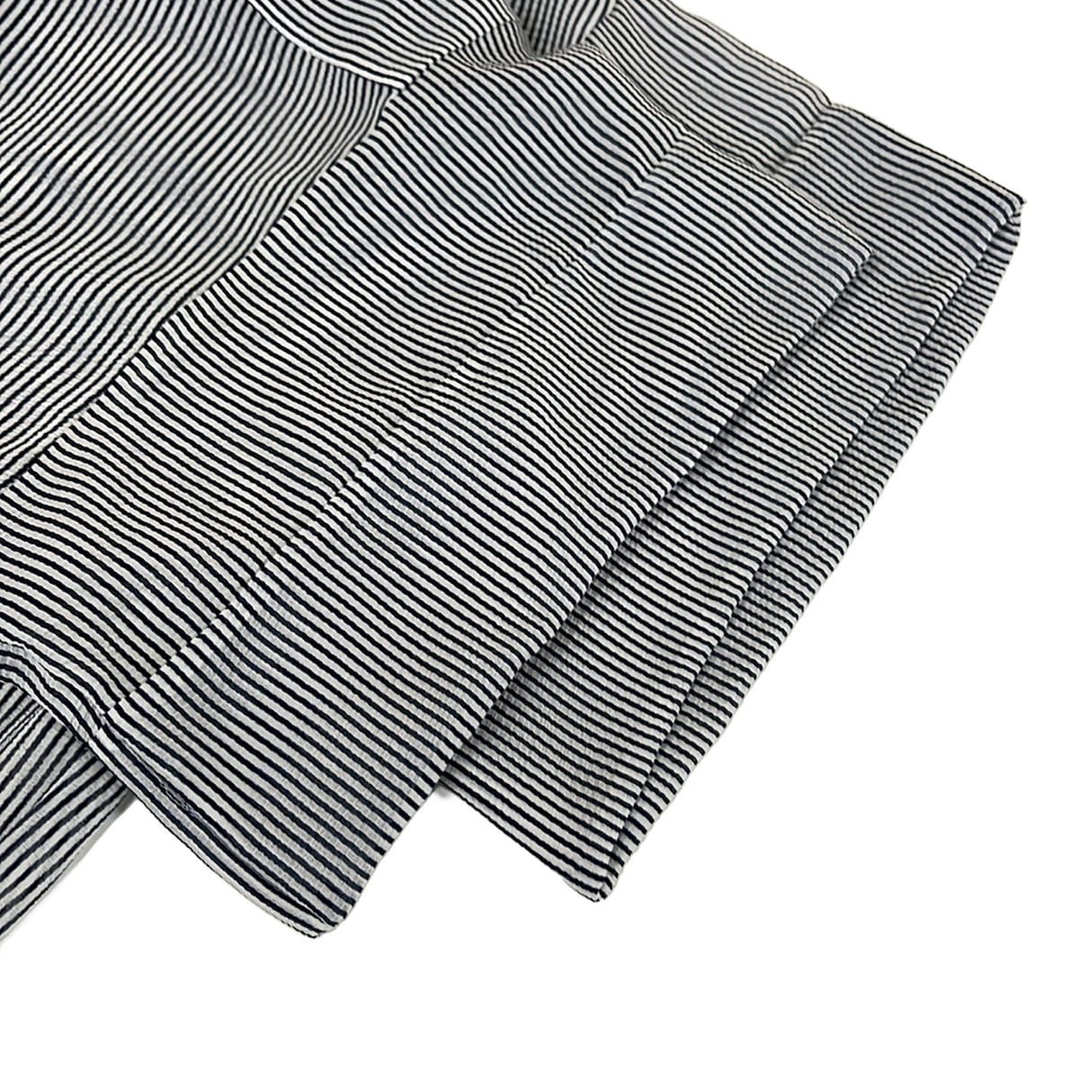Chanel Short Sleeve Shirt Blouse 34 S White Dark Navy Silk