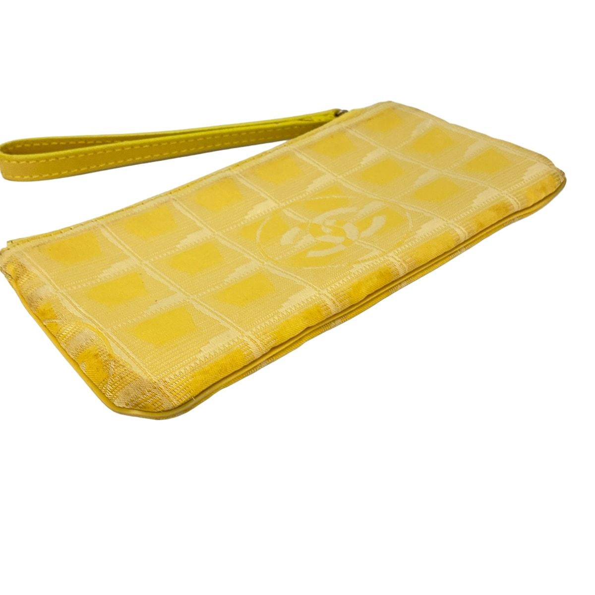 Chanel Pouch New Travel Line Yellow Ivory Leather