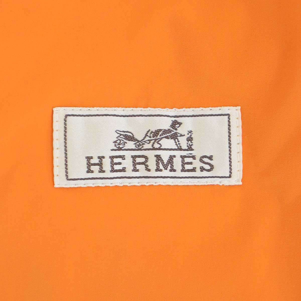 Hermes Quilted Nylon Zip Up Jacket Khaki Orange 50