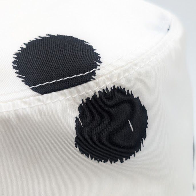 Prada Bucket Hat Nylon Triangle Logo Black White Dot Polka Dot Hat