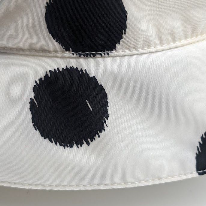 Prada Bucket Hat Nylon Triangle Logo Black White Dot Polka Dot Hat