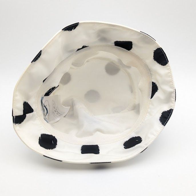 Prada Bucket Hat Nylon Triangle Logo Black White Dot Polka Dot Hat