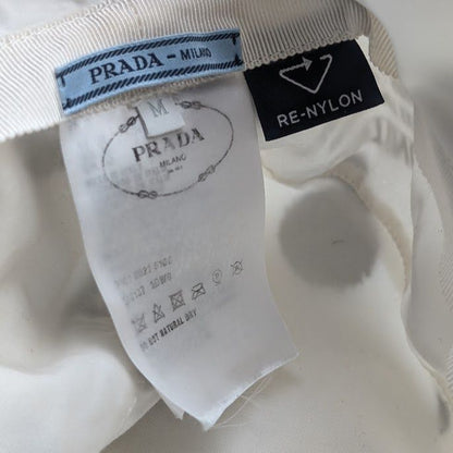 Prada Bucket Hat Nylon Triangle Logo Black White Dot Polka Dot Hat