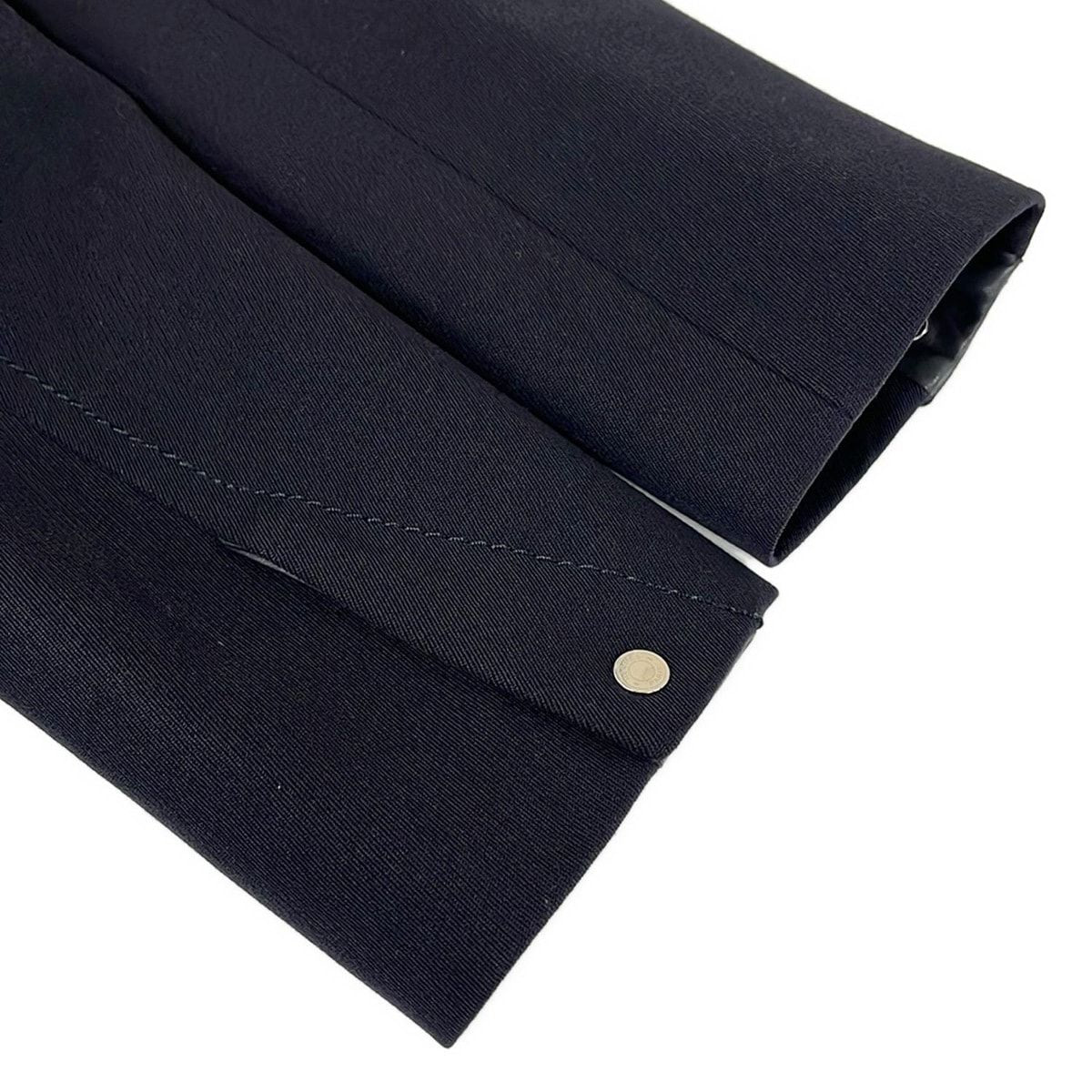 Hermes Jacket 34 S Dark Navy Long Sleeve Spring Autumn Series Button Wool