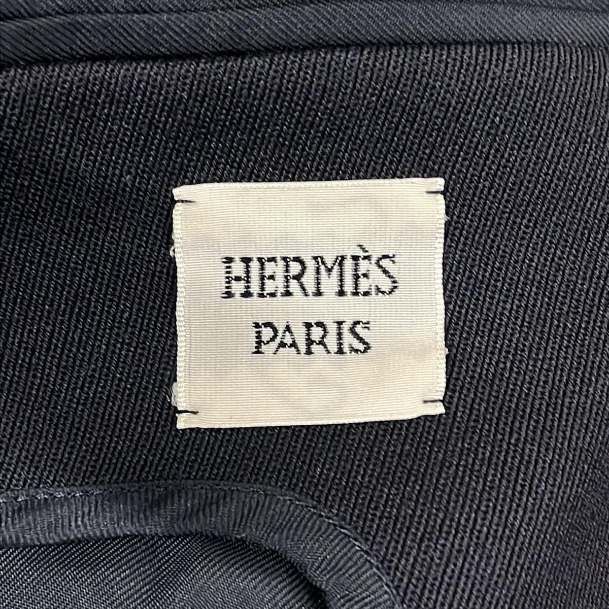 Hermes Jacket 34 S Dark Navy Long Sleeve Spring Autumn Series Button Wool
