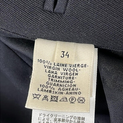 Hermes Jacket 34 S Dark Navy Long Sleeve Spring Autumn Series Button Wool