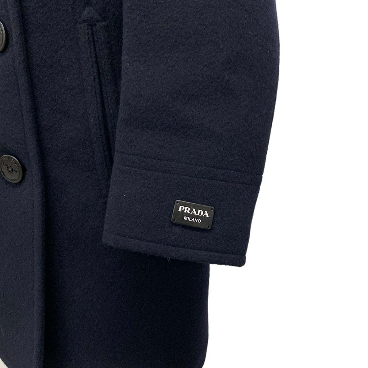 Prada Pcoat 38 S Dark Navy Long Sleeve Autumn Winter Wool Jacket