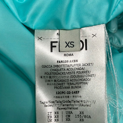 Fendi Down Jacket XS Light Blue Long Sleeve Zip Up Winter FF Logo